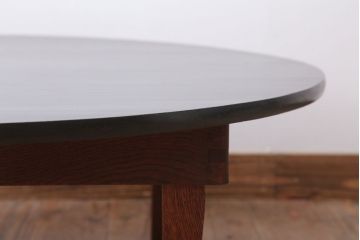 アンティーク家具　和モダンスタイル　天板ブラック塗装!古い木製の丸ちゃぶ台(2)