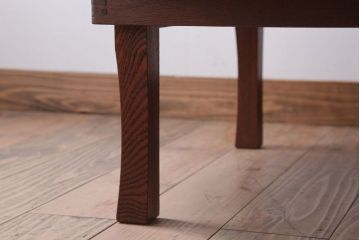 アンティーク家具　和モダンスタイル　天板ブラック塗装!古い木製の丸ちゃぶ台(2)