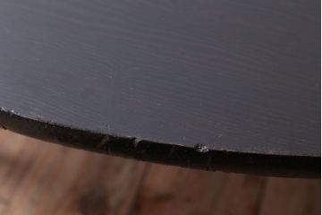 アンティーク家具　和モダンスタイル　天板ブラック塗装!古い木製の丸ちゃぶ台(2)