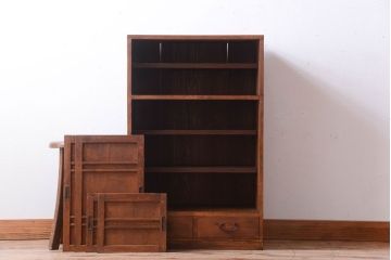 アンティーク家具　和製アンティーク　古い木製の小ぶりな収納棚(下駄箱)(3)