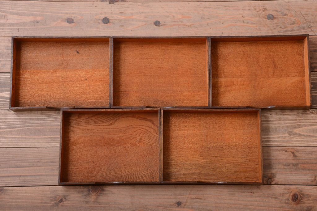 レトロ家具　昭和レトロ　銀座　伊東屋　古いナラ材のネームプレート付き小引き出し