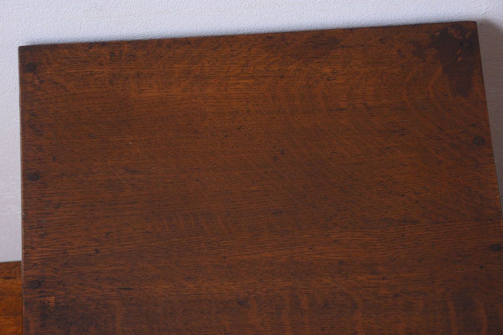 レトロ家具　昭和レトロ　銀座　伊東屋　古いナラ材のネームプレート付き小引き出し