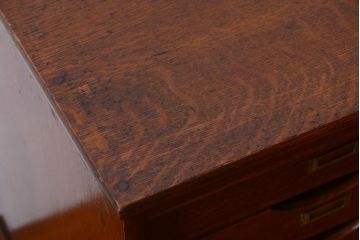 レトロ家具　昭和レトロ　銀座　伊東屋　古いナラ材のネームプレート付き小引き出し