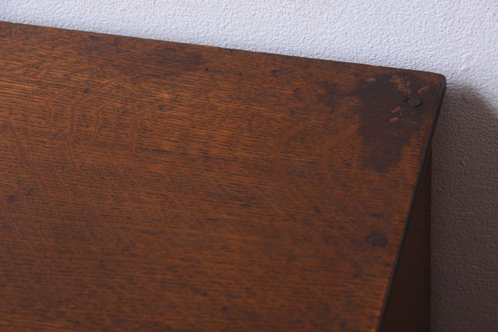 レトロ家具　昭和レトロ　銀座　伊東屋　古いナラ材のネームプレート付き小引き出し