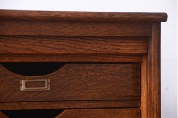 レトロ家具　昭和レトロ　銀座　伊東屋　古いナラ材のネームプレート付き小引き出し