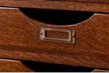 レトロ家具　昭和レトロ　銀座　伊東屋　古いナラ材のネームプレート付き小引き出し