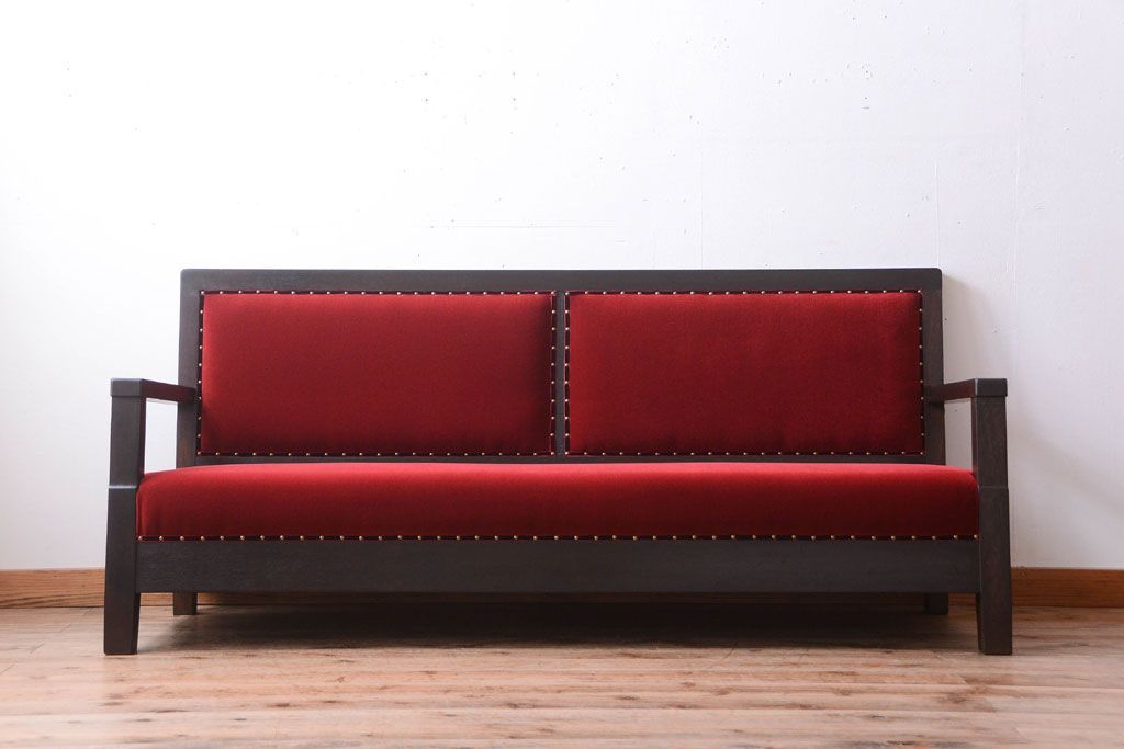 アンティーク家具　大正ロマン　高級品!古いナラ材のアンティークソファベンチ