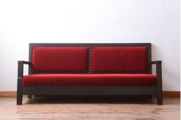 アンティーク家具　大正ロマン　高級品!古いナラ材のアンティークソファベンチ