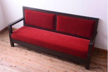 アンティーク家具　大正ロマン　高級品!古いナラ材のアンティークソファベンチ