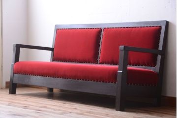 アンティーク家具　大正ロマン　高級品!古いナラ材のアンティークソファベンチ