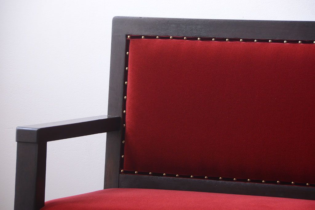 アンティーク家具　大正ロマン　高級品!古いナラ材のアンティークソファベンチ