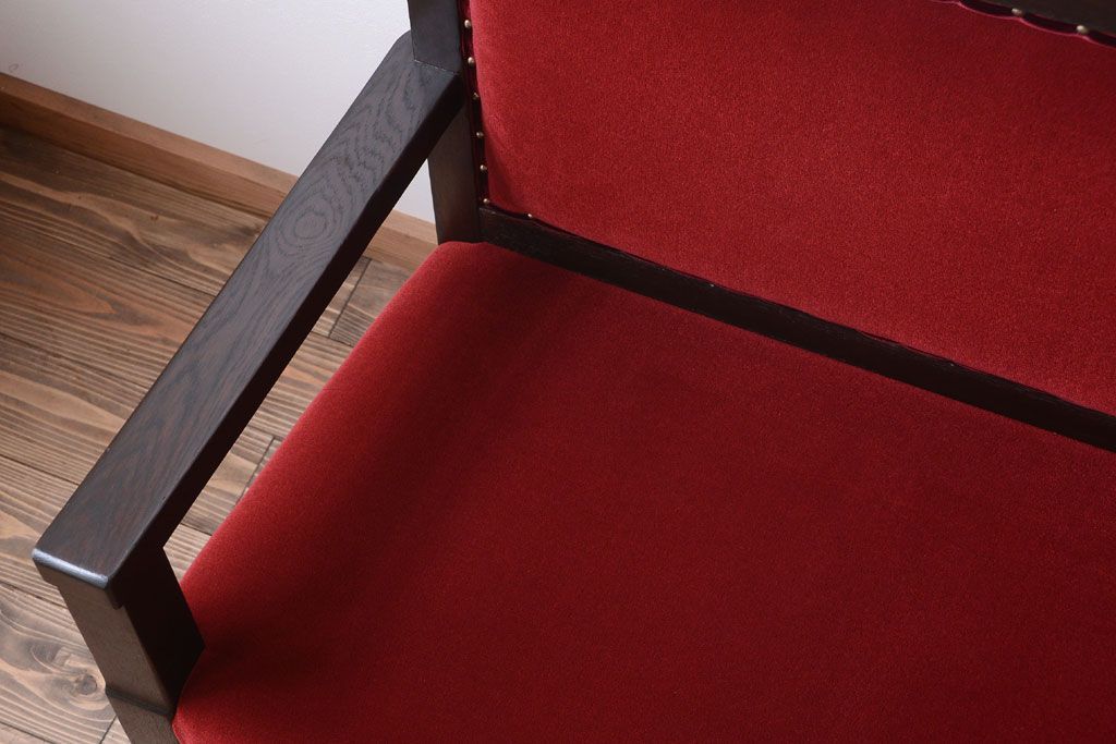 アンティーク家具　大正ロマン　高級品!古いナラ材のアンティークソファベンチ