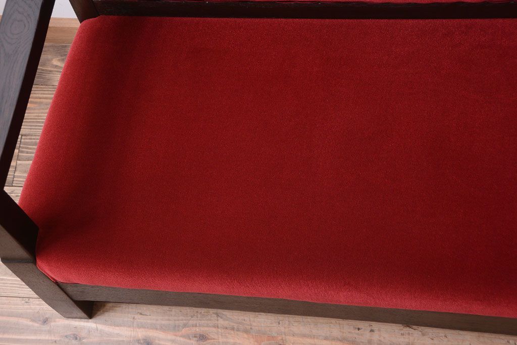 アンティーク家具　大正ロマン　高級品!古いナラ材のアンティークソファベンチ