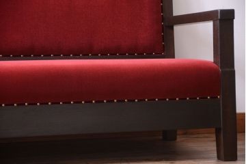 アンティーク家具　大正ロマン　高級品!古いナラ材のアンティークソファベンチ