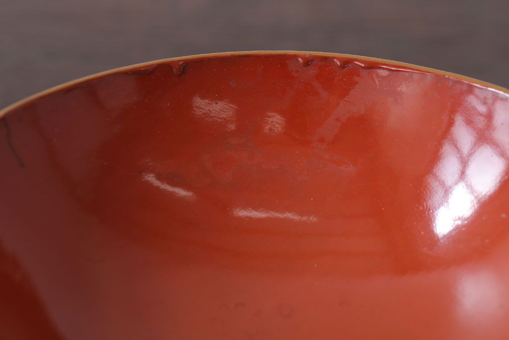 和製アンティーク　松竹梅　朱塗り木製椀5客セット(3)