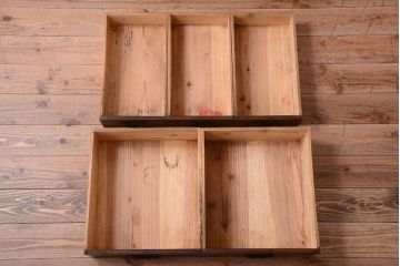 アンティーク家具　古民具・骨董　大正期　横桟引き戸のアンティーク茶箪笥