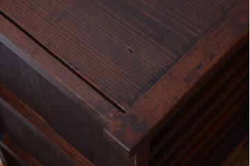 アンティーク家具　古民具・骨董　大正期　横桟引き戸のアンティーク茶箪笥