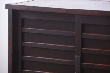 アンティーク家具　古民具・骨董　大正期　横桟引き戸のアンティーク茶箪笥