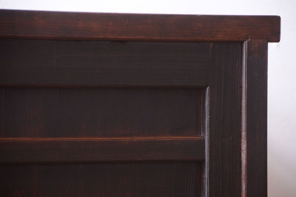 アンティーク家具　古民具・骨董　大正期　横桟引き戸のアンティーク茶箪笥