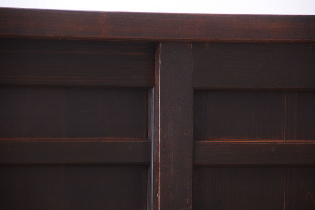 アンティーク家具　古民具・骨董　大正期　横桟引き戸のアンティーク茶箪笥