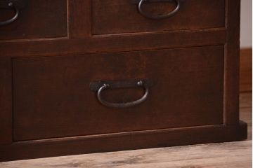 アンティーク家具　古民具・骨董　大正期　横桟引き戸のアンティーク茶箪笥