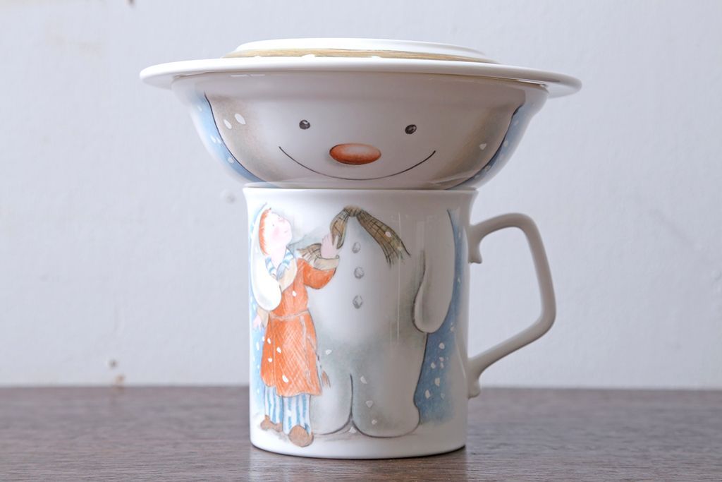アンティーク雑貨　中古 イギリス ROYAL DOULTON(ロイヤルドルトン)　スノーマン　3点セット(洋食器)