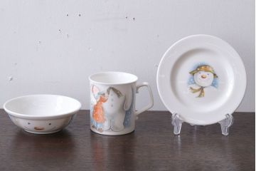 アンティーク雑貨　中古 イギリス ROYAL DOULTON(ロイヤルドルトン)　スノーマン　3点セット(洋食器)
