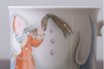 アンティーク雑貨　中古 イギリス ROYAL DOULTON(ロイヤルドルトン)　スノーマン　3点セット(洋食器)