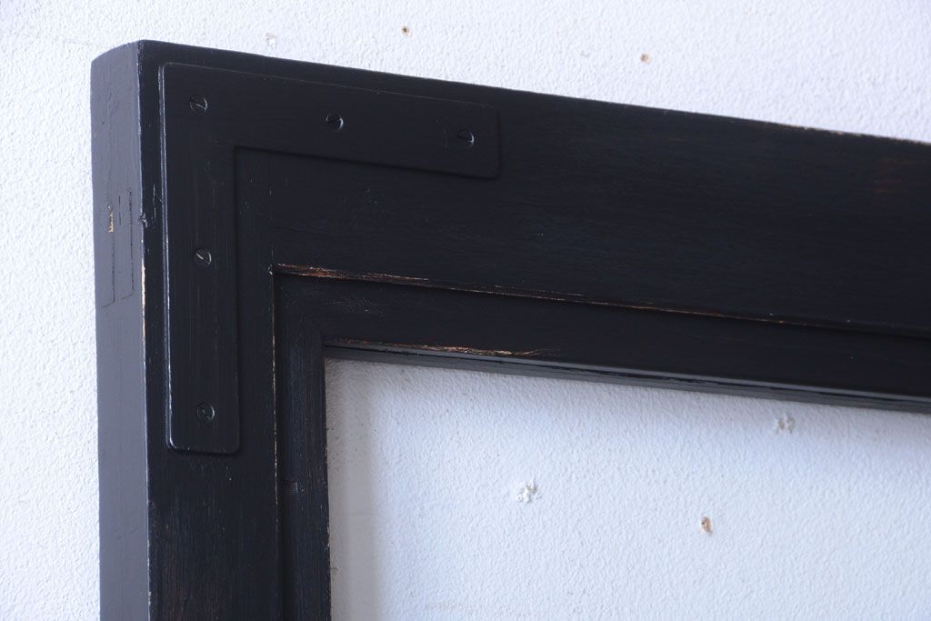 アンティークペイント　大きなガラス面の古い木製ドア