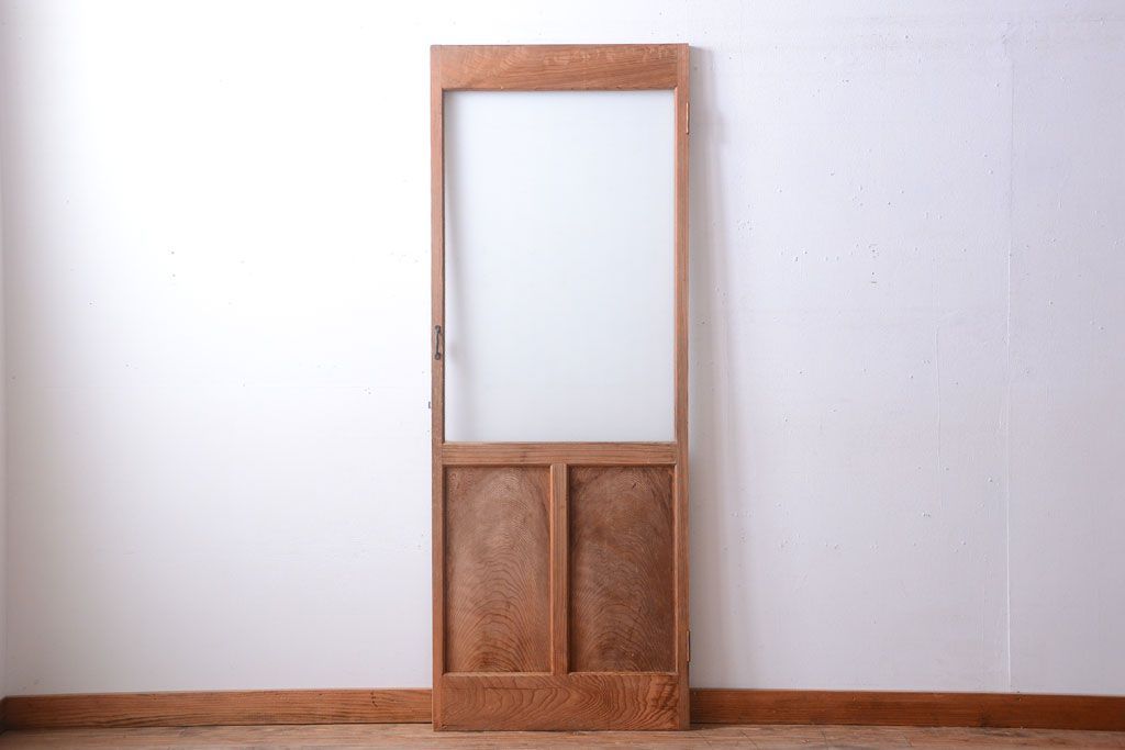  和製アンティーク　木味が上品な古いガラスドア