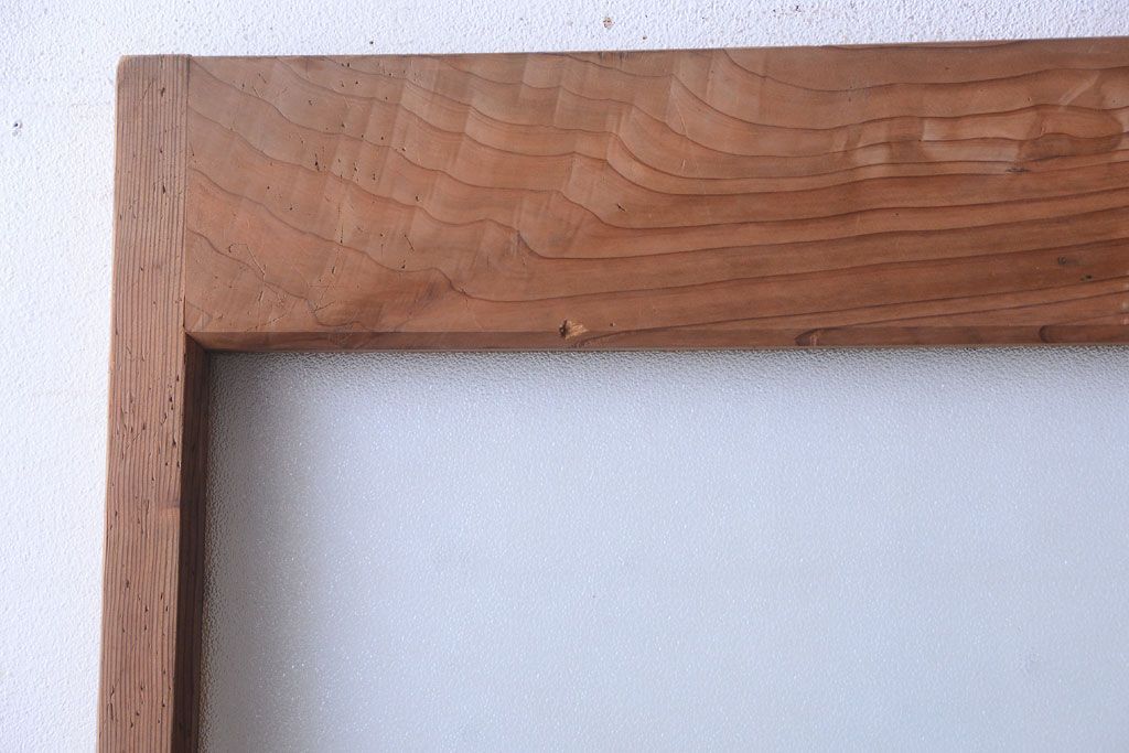  和製アンティーク　木味が上品な古いガラスドア