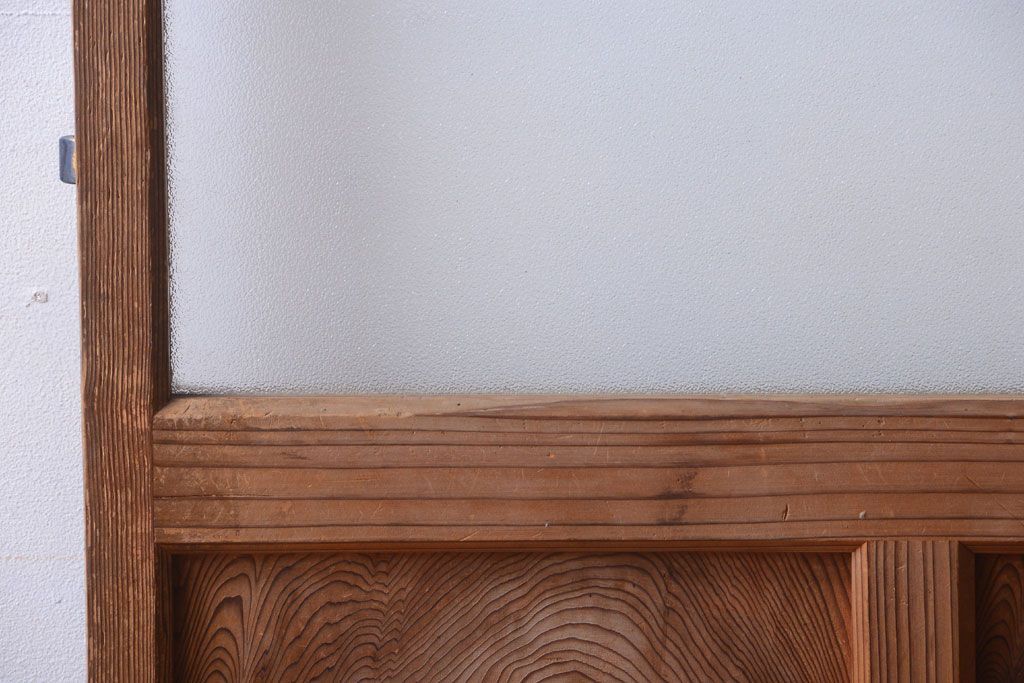  和製アンティーク　木味が上品な古いガラスドア