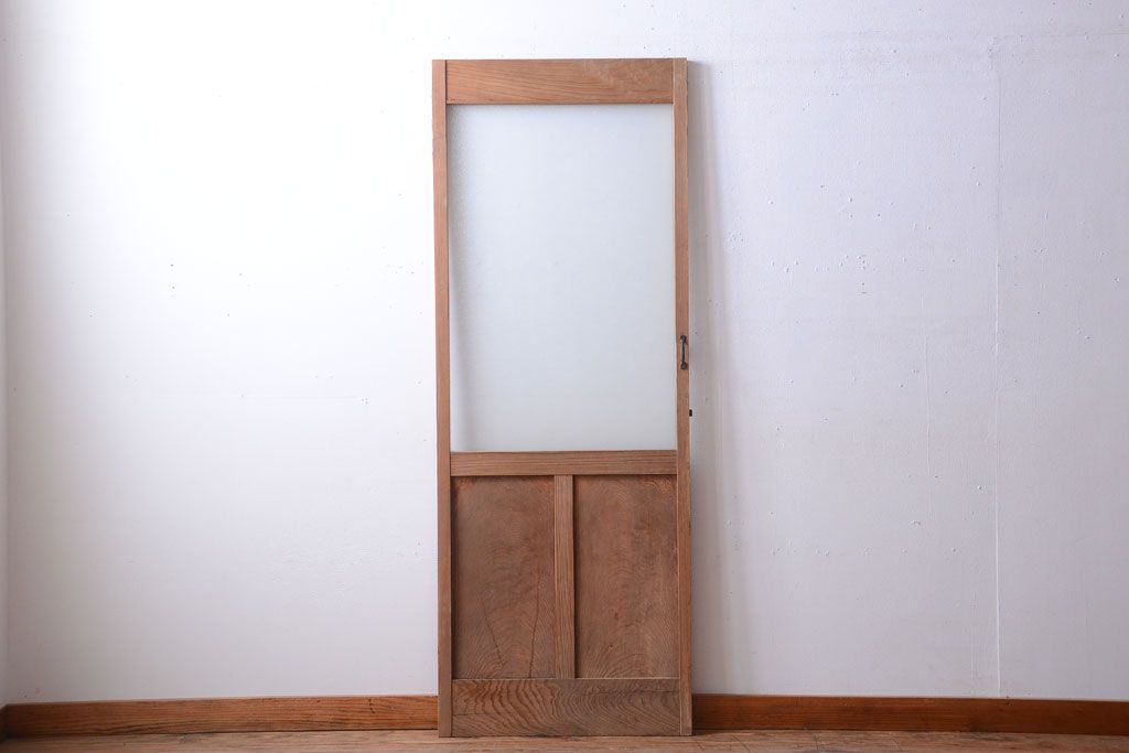  和製アンティーク　木味が上品な古いガラスドア