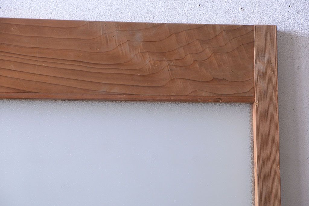  和製アンティーク　木味が上品な古いガラスドア