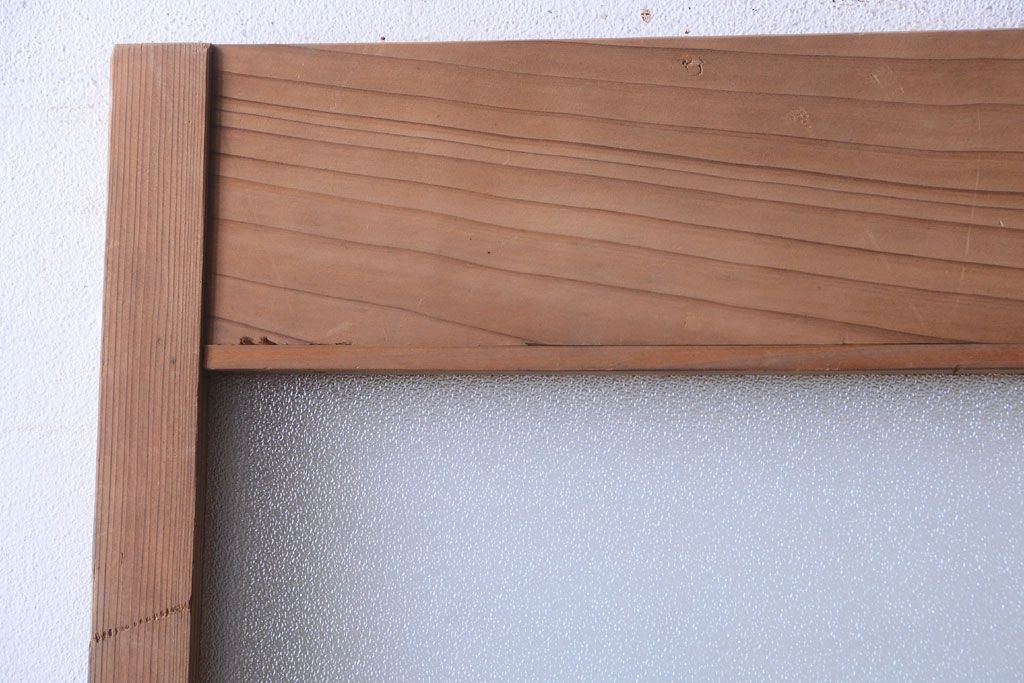  和製アンティーク　木味が上品な古いガラスドア