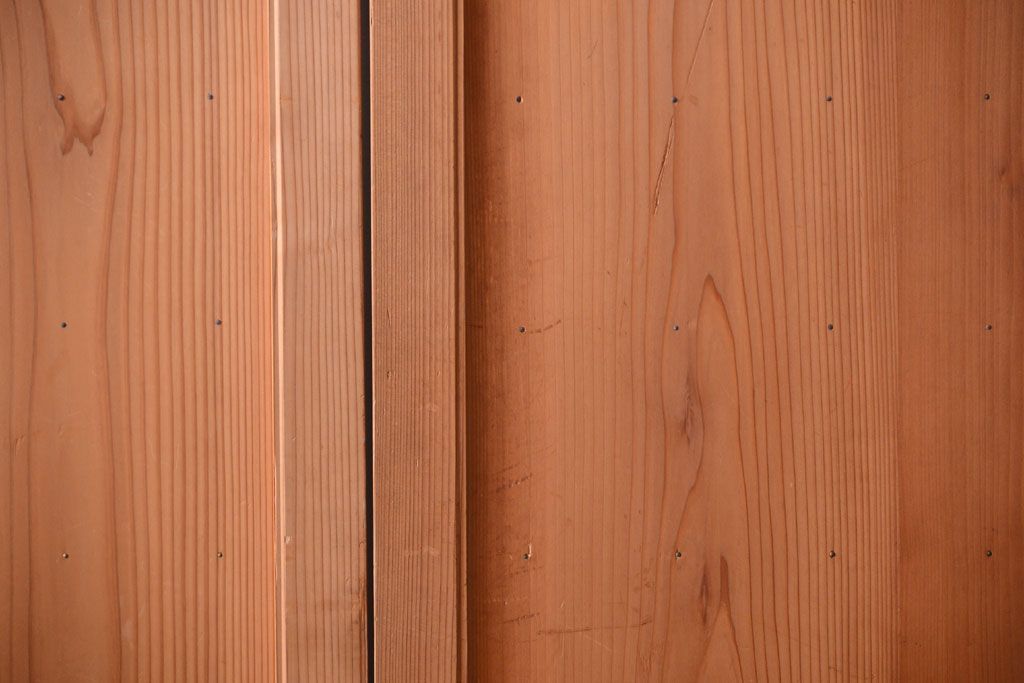 アンティーク　ナチュラルな古い木味のシンプルな舞良戸2枚セット(2)