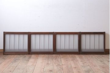 和製アンティーク　古い木のくもりガラス戸4枚セット(窓・明かり取り)