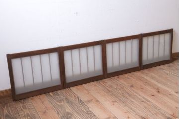 和製アンティーク　古い木のくもりガラス戸4枚セット(窓・明かり取り)