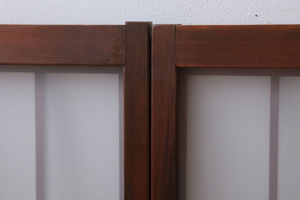 和製アンティーク　古い木のくもりガラス戸4枚セット(窓・明かり取り)