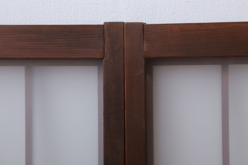 和製アンティーク　古い木のくもりガラス戸4枚セット(窓・明かり取り)