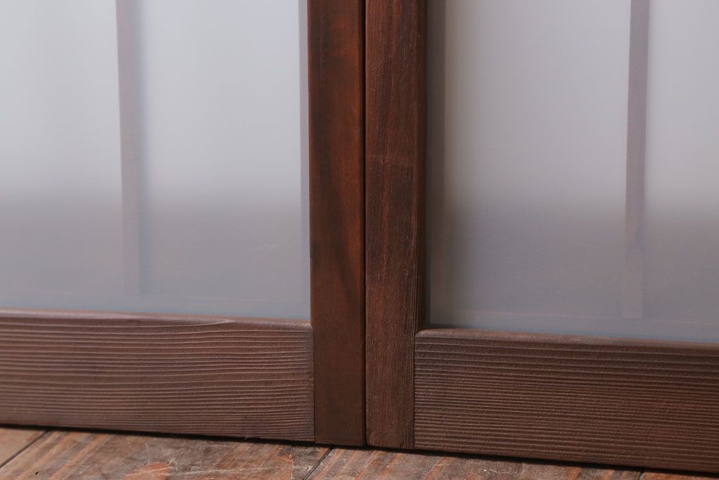 和製アンティーク　古い木のくもりガラス戸4枚セット(窓・明かり取り)