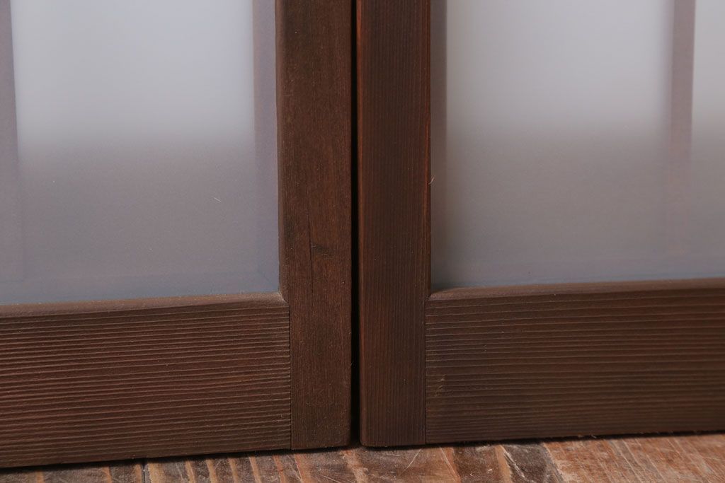 和製アンティーク　古い木のくもりガラス戸4枚セット(窓・明かり取り)