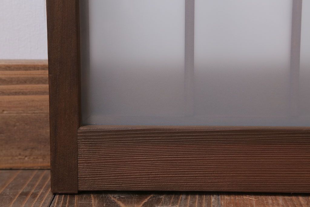 和製アンティーク　古い木のくもりガラス戸4枚セット(窓・明かり取り)