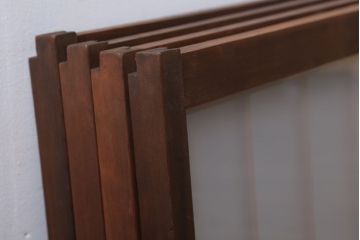 和製アンティーク　古い木のくもりガラス戸4枚セット(窓・明かり取り)