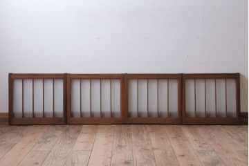 和製アンティーク　古い木のくもりガラス戸4枚セット(窓・明かり取り)