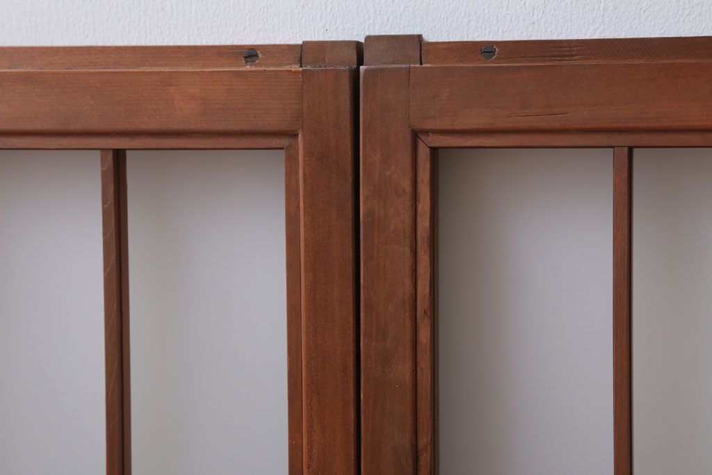 和製アンティーク　古い木のくもりガラス戸4枚セット(窓・明かり取り)