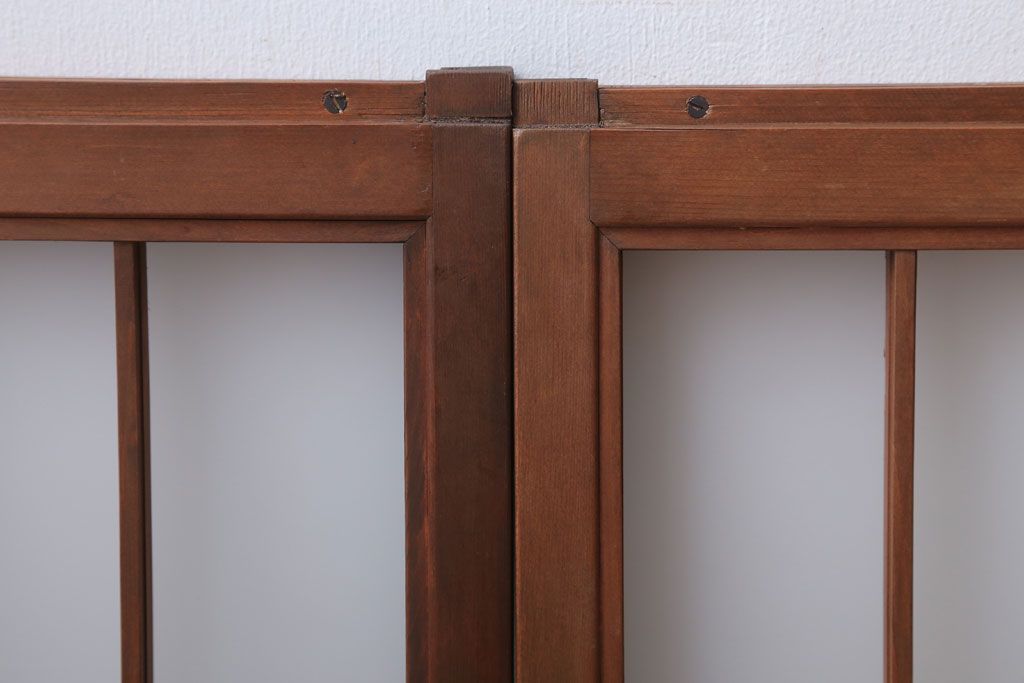 和製アンティーク　古い木のくもりガラス戸4枚セット(窓・明かり取り)