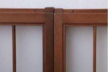 和製アンティーク　古い木のくもりガラス戸4枚セット(窓・明かり取り)