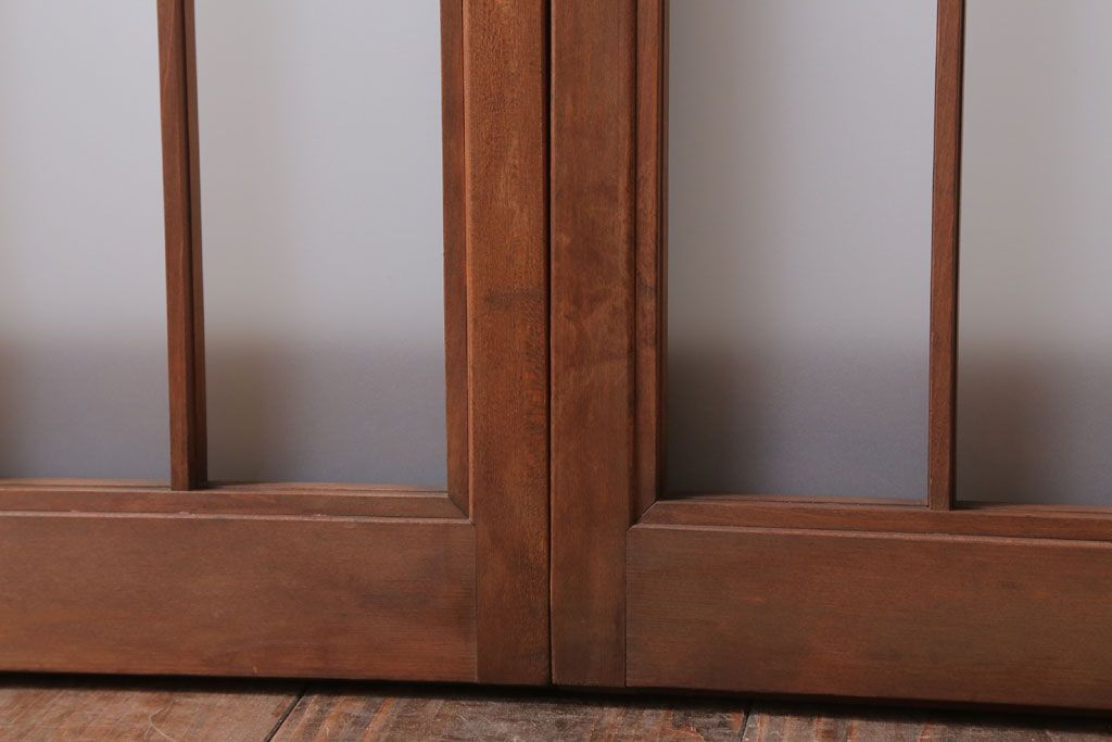 和製アンティーク　古い木のくもりガラス戸4枚セット(窓・明かり取り)