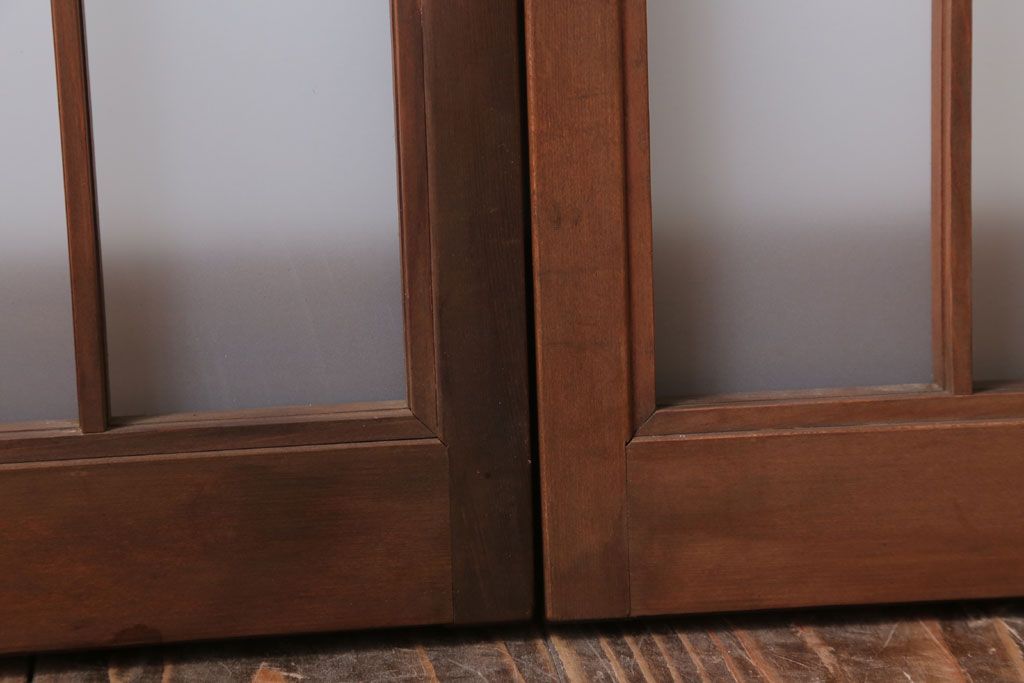 和製アンティーク　古い木のくもりガラス戸4枚セット(窓・明かり取り)